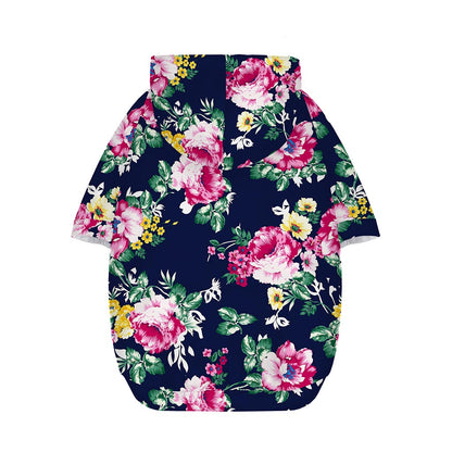 Vintage Blossom Floral Pattern Print Dog Zip Up Hoodie