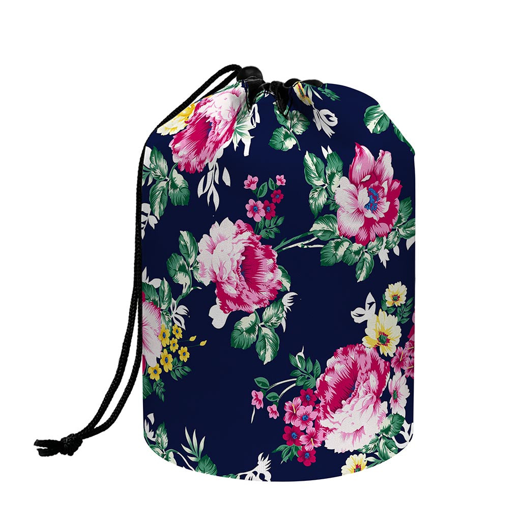 Vintage Blossom Floral Pattern Print Drawstring Makeup Bag
