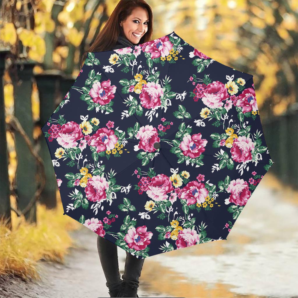 Vintage Blossom Floral Pattern Print Foldable Umbrella