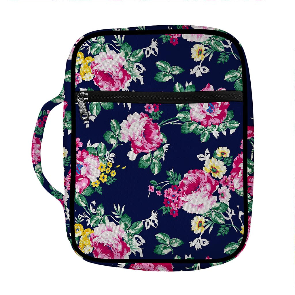 Vintage Blossom Floral Pattern Print Front Pocket Bible Bag