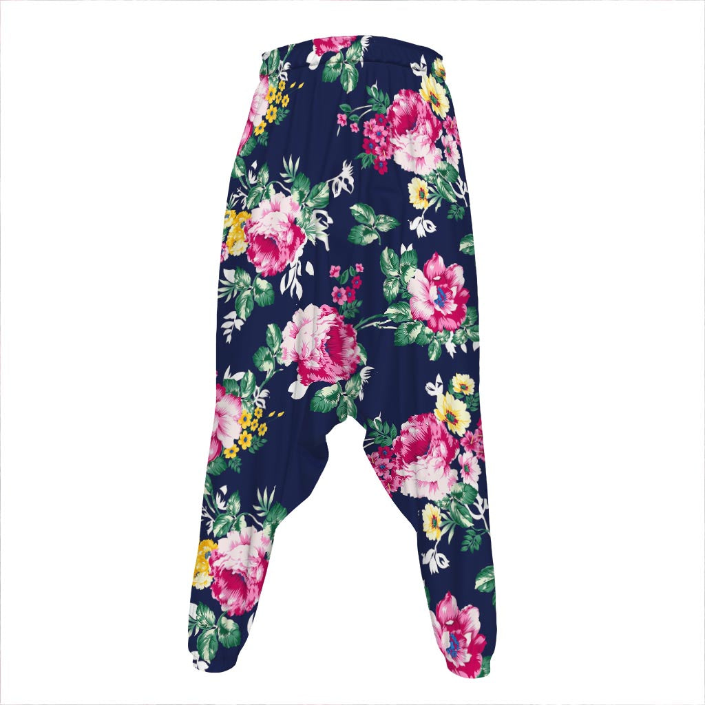 Vintage Blossom Floral Pattern Print Hammer Pants