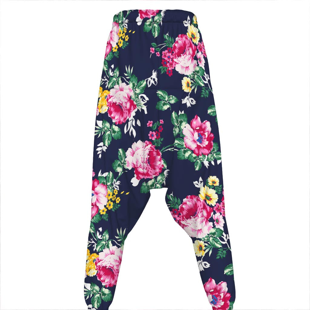 Vintage Blossom Floral Pattern Print Hammer Pants