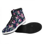 Vintage Blossom Floral Pattern Print High Top Leather Sneakers