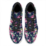 Vintage Blossom Floral Pattern Print High Top Leather Sneakers