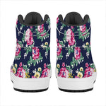Vintage Blossom Floral Pattern Print High Top Leather Sneakers