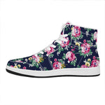 Vintage Blossom Floral Pattern Print High Top Leather Sneakers