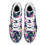 Vintage Blossom Floral Pattern Print High Top Leather Sneakers