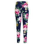 Vintage Blossom Floral Pattern Print High-Waisted Pocket Leggings