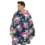 Vintage Blossom Floral Pattern Print Hoodie Blanket
