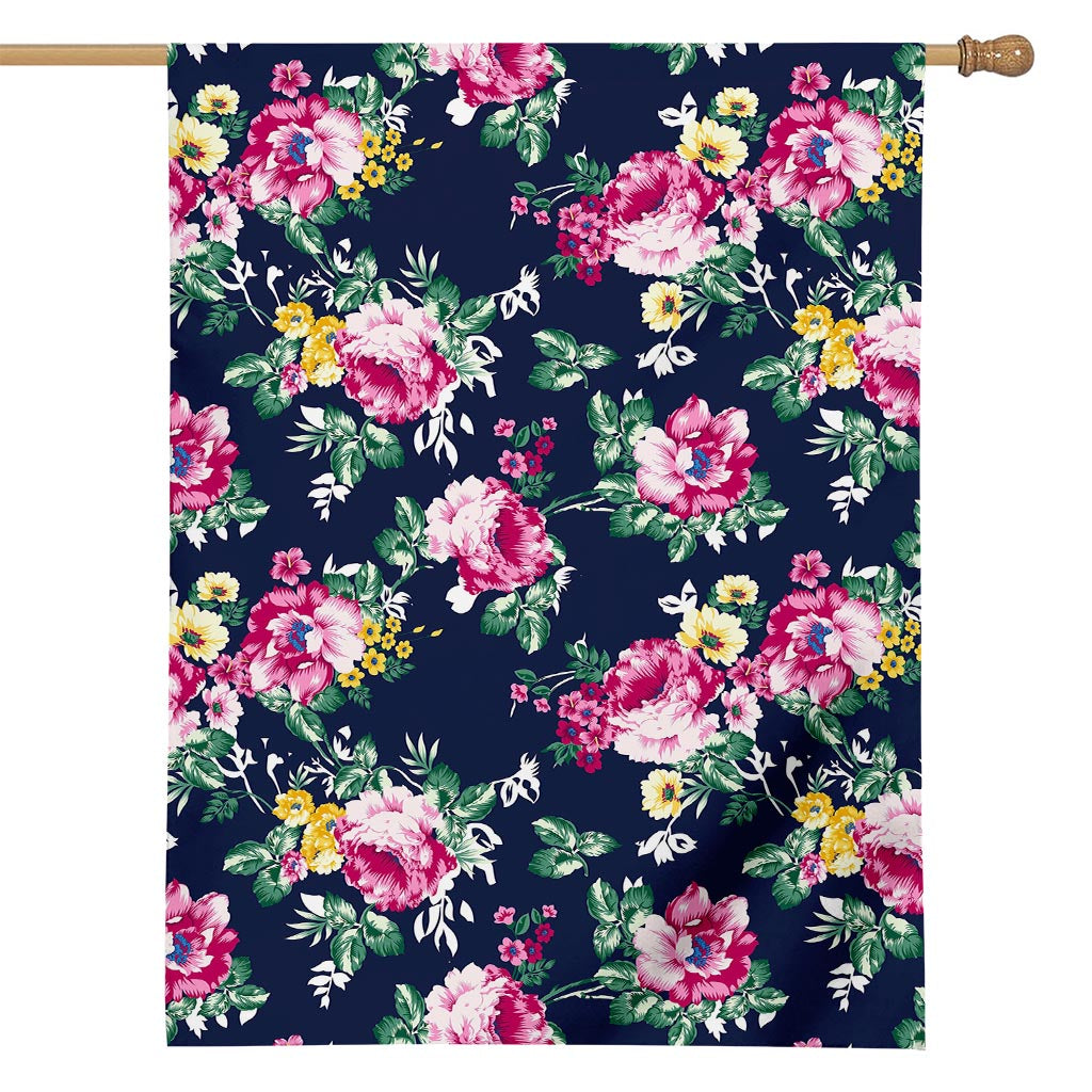 Vintage Blossom Floral Pattern Print House Flag