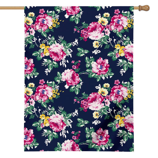 Vintage Blossom Floral Pattern Print House Flag