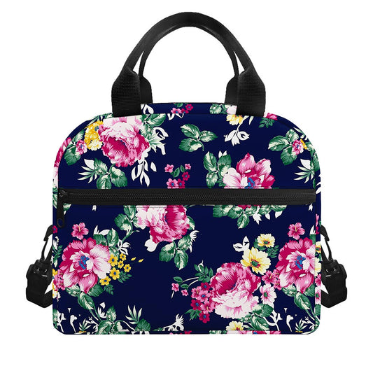 Vintage Blossom Floral Pattern Print Insulated Lunch Bag
