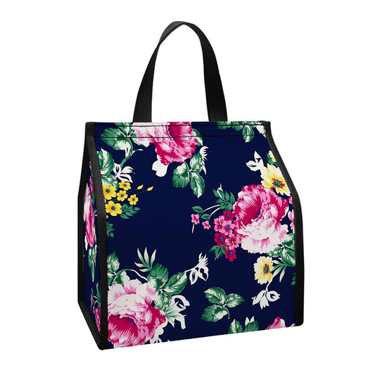 Vintage Blossom Floral Pattern Print Insulated Lunch Tote