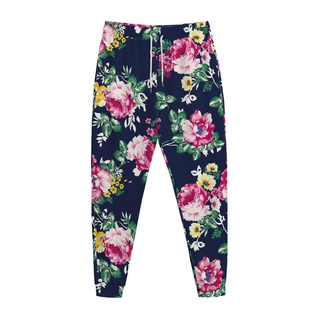 Vintage Blossom Floral Pattern Print Jogger Pants