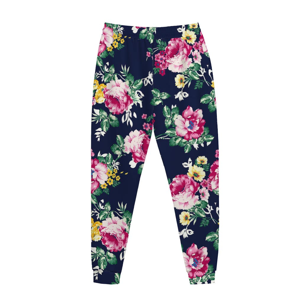 Vintage Blossom Floral Pattern Print Jogger Pants