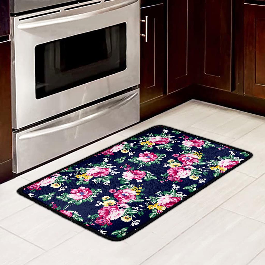 Vintage Blossom Floral Pattern Print Kitchen Mat