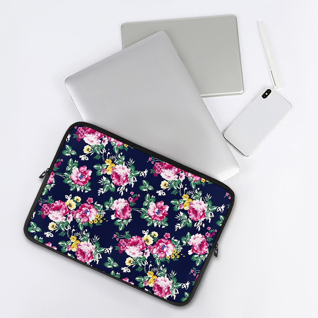 Vintage Blossom Floral Pattern Print Laptop Sleeve