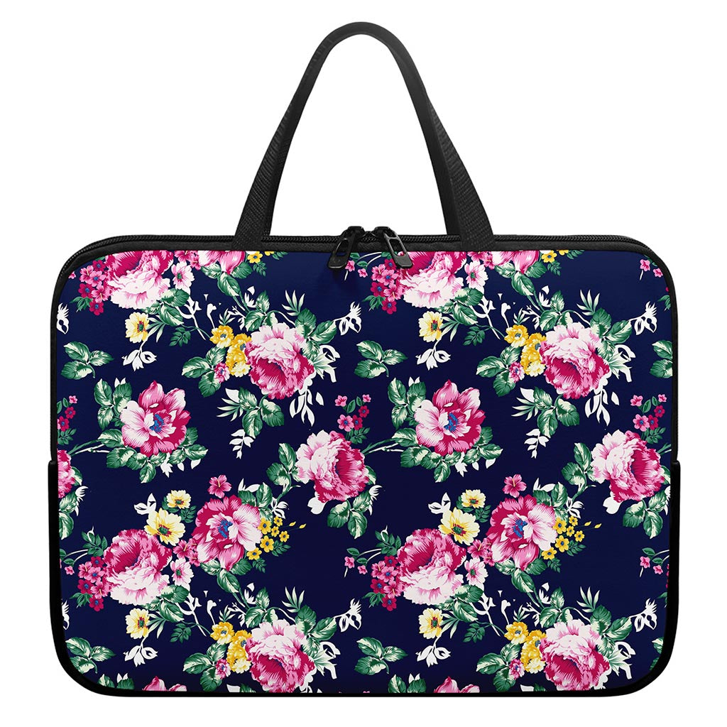 Vintage Blossom Floral Pattern Print Laptop Sleeve With Handle