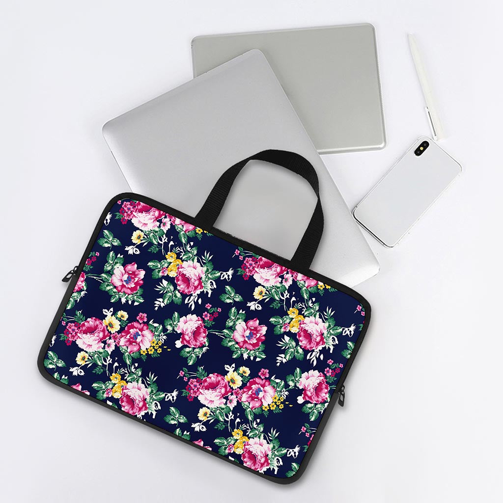 Vintage Blossom Floral Pattern Print Laptop Sleeve With Handle