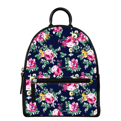 Vintage Blossom Floral Pattern Print Leather Backpack