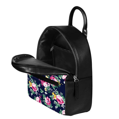 Vintage Blossom Floral Pattern Print Leather Backpack