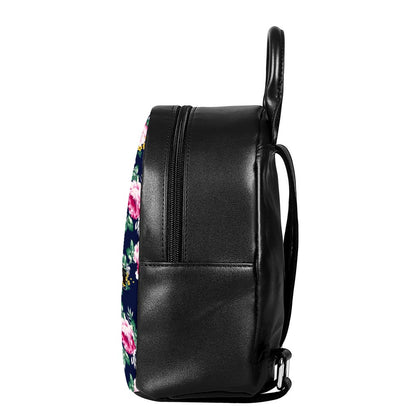 Vintage Blossom Floral Pattern Print Leather Backpack