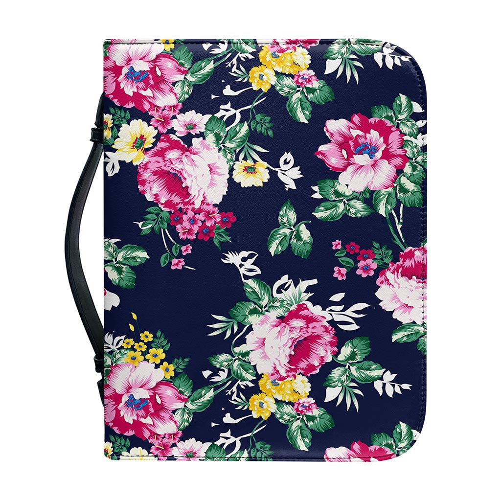 Vintage Blossom Floral Pattern Print Leather Bible Cover