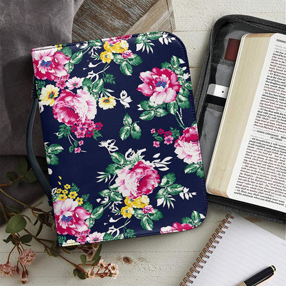 Vintage Blossom Floral Pattern Print Leather Bible Cover
