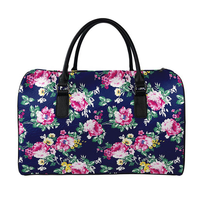 Vintage Blossom Floral Pattern Print Leather Duffle Bag