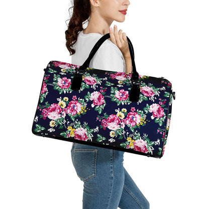 Vintage Blossom Floral Pattern Print Leather Duffle Bag