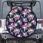 Vintage Blossom Floral Pattern Print Leather Spare Tire Cover