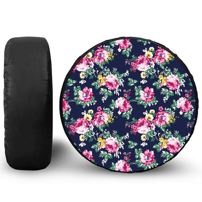 Vintage Blossom Floral Pattern Print Leather Spare Tire Cover