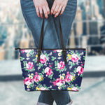 Vintage Blossom Floral Pattern Print Leather Tote Bag