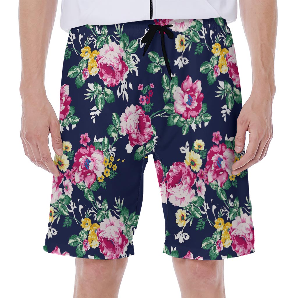 Vintage Blossom Floral Pattern Print Men's Beach Shorts