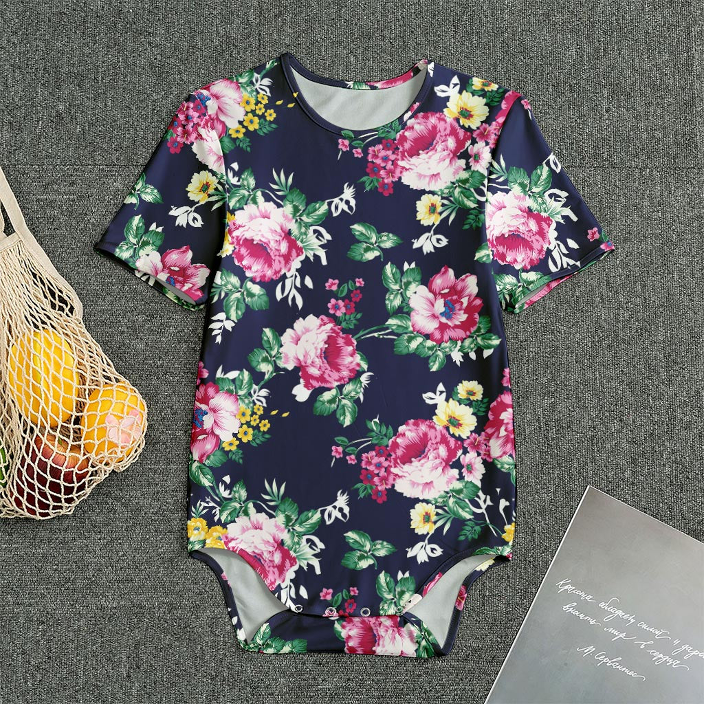 Vintage Blossom Floral Pattern Print Men's Bodysuit