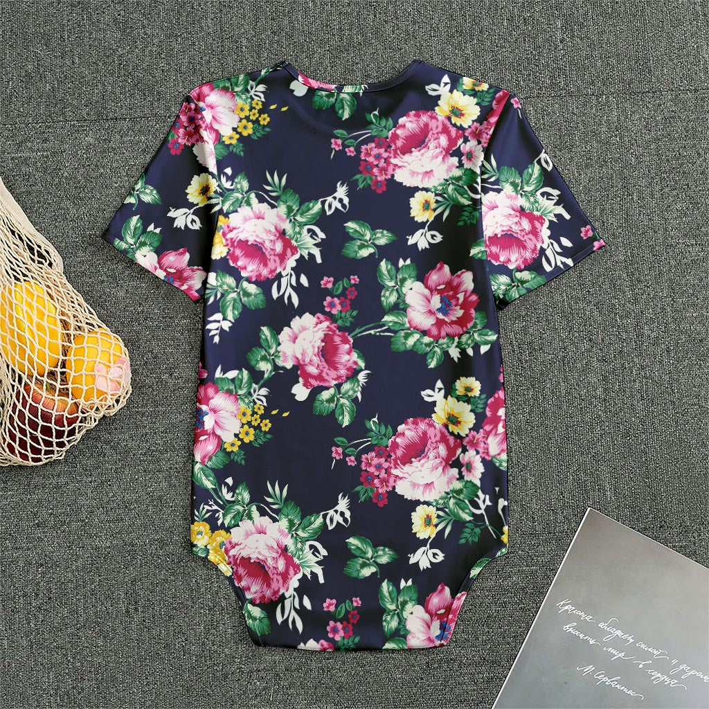 Vintage Blossom Floral Pattern Print Men's Bodysuit