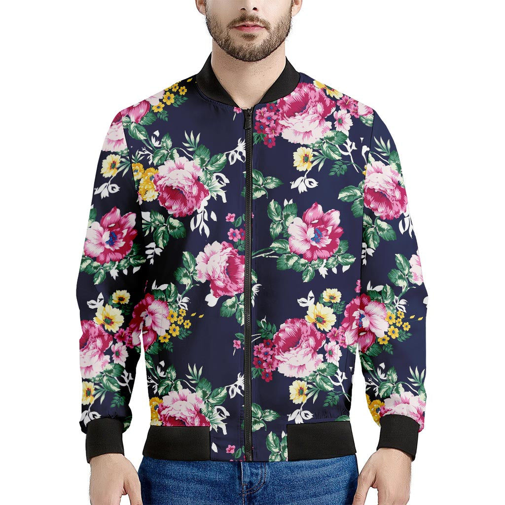 Vintage Blossom Floral Pattern Print Men's Bomber Jacket