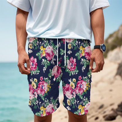 Vintage Blossom Floral Pattern Print Men's Cargo Shorts