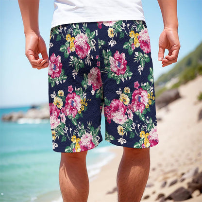 Vintage Blossom Floral Pattern Print Men's Cargo Shorts