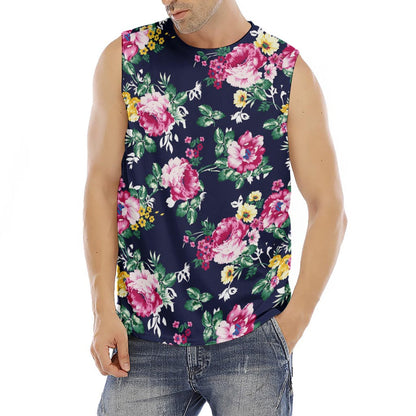 Vintage Blossom Floral Pattern Print Men's Fitness Tank Top