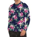 Vintage Blossom Floral Pattern Print Men's Long Sleeve Rash Guard