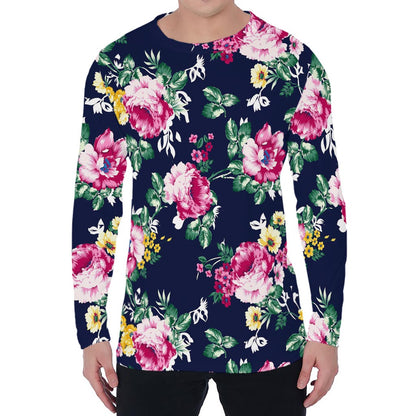 Vintage Blossom Floral Pattern Print Men's Long Sleeve T-Shirt