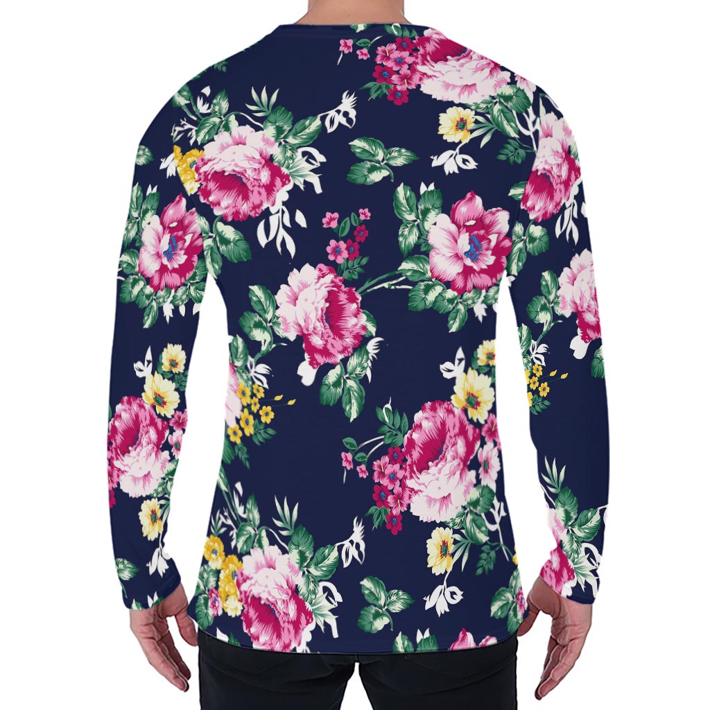 Vintage Blossom Floral Pattern Print Men's Long Sleeve T-Shirt