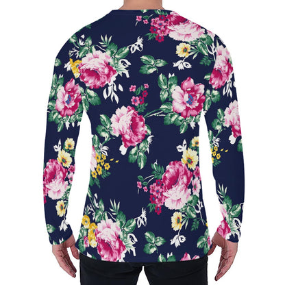 Vintage Blossom Floral Pattern Print Men's Long Sleeve T-Shirt