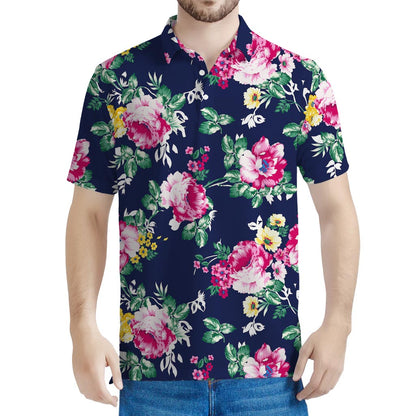 Vintage Blossom Floral Pattern Print Men's Polo Shirt