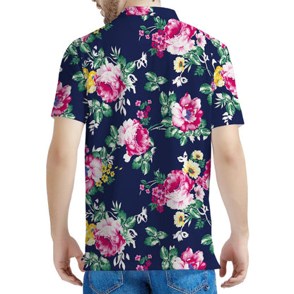 Vintage Blossom Floral Pattern Print Men's Polo Shirt