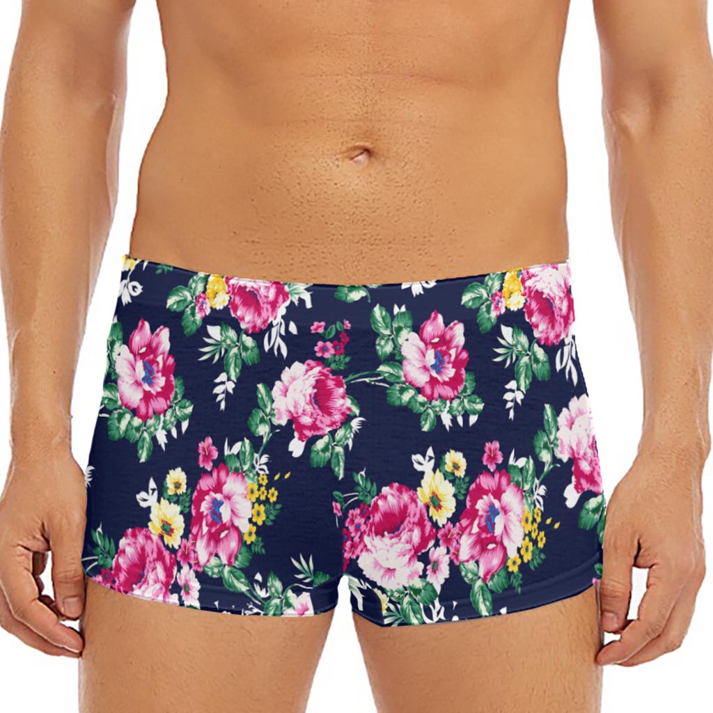 Vintage Blossom Floral Pattern Print Men's Short Boxer Briefs