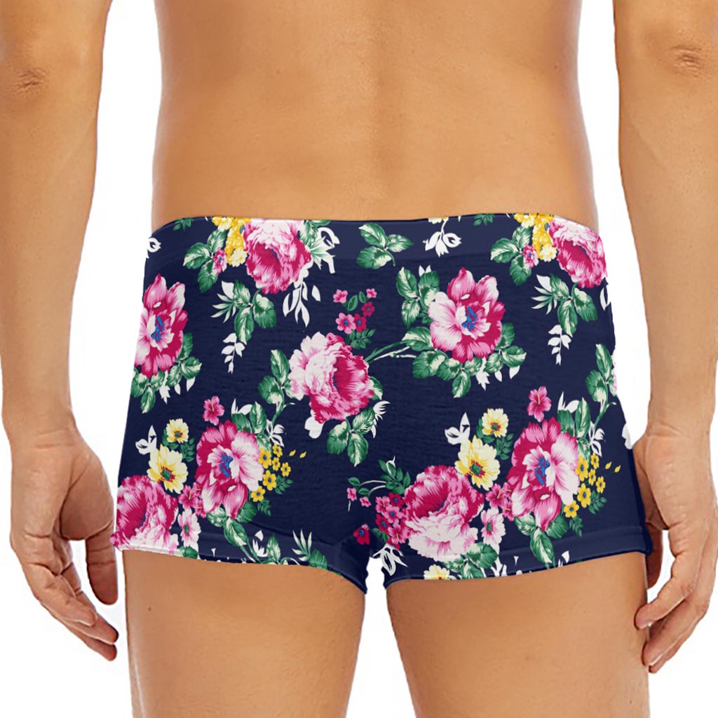 Vintage Blossom Floral Pattern Print Men's Short Boxer Briefs