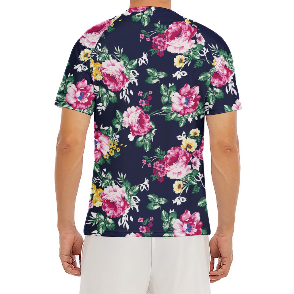 Vintage Blossom Floral Pattern Print Men's Short Sleeve Rash Guard