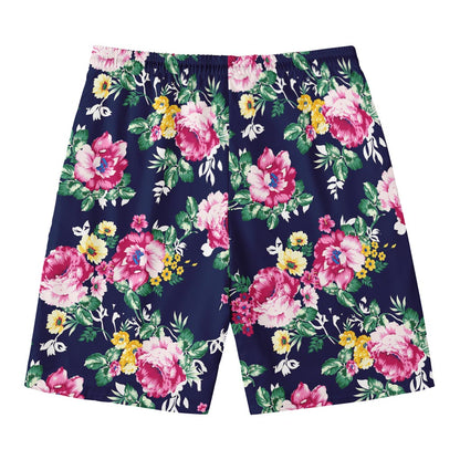 Vintage Blossom Floral Pattern Print Men's Swim Trunks